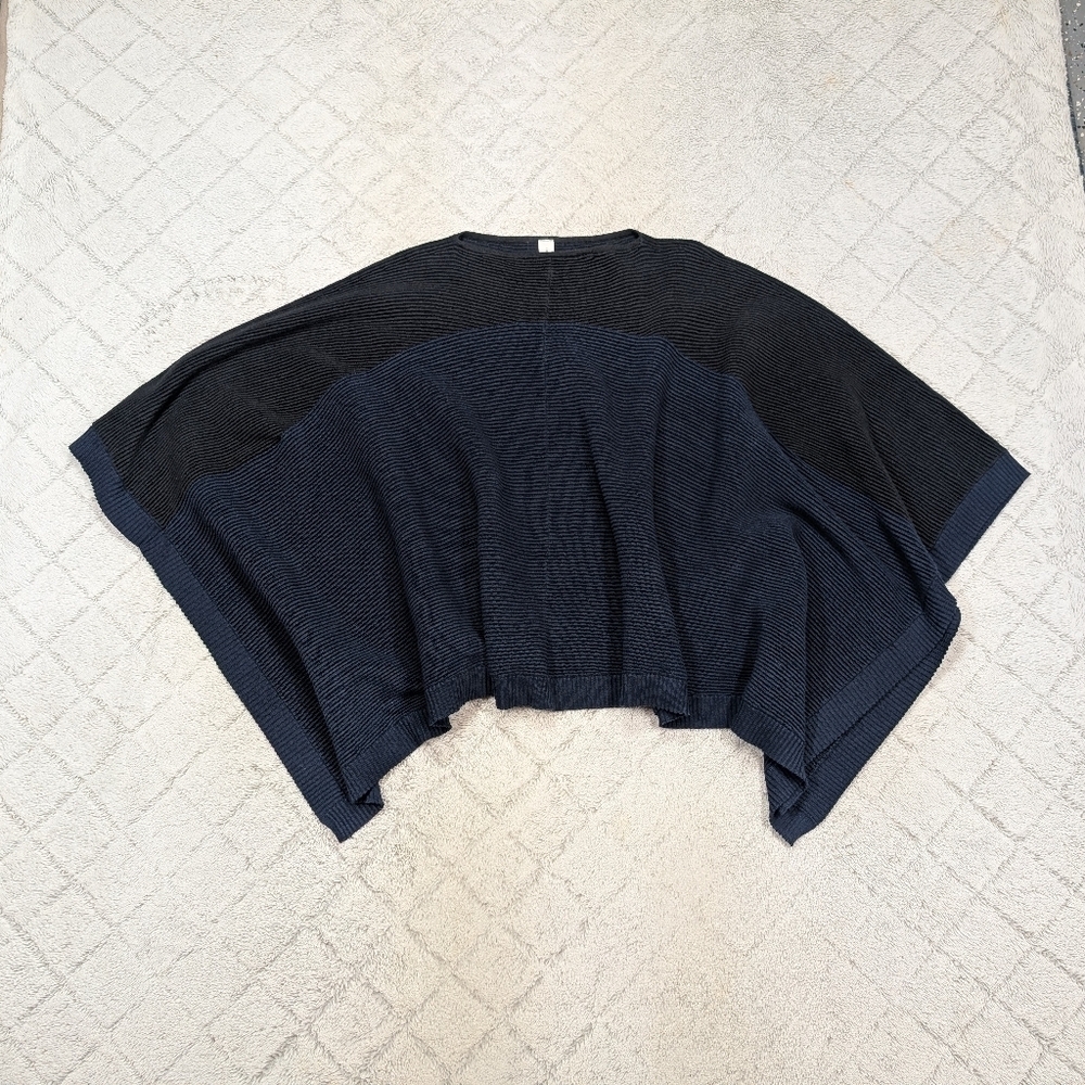 Lululemon Poncho Womens OS Black Blue It All Lines Up Flowy Cozy Cotton Yak